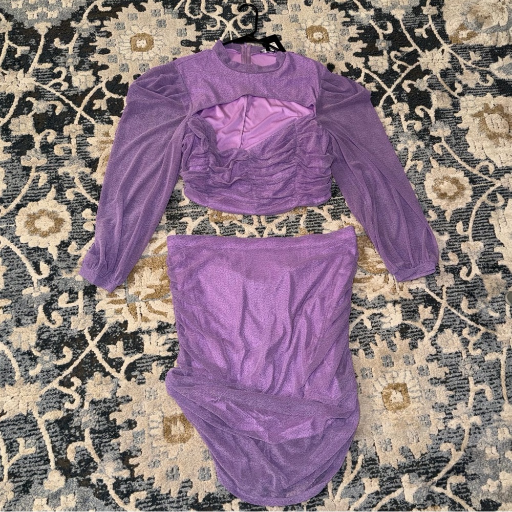 Fashion Nova Violet Mesh Zip-Detail Set